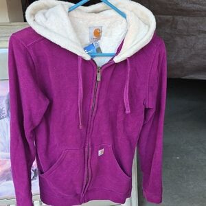 Carhartt Magenta Hoodie with Soft Cream Hood, M